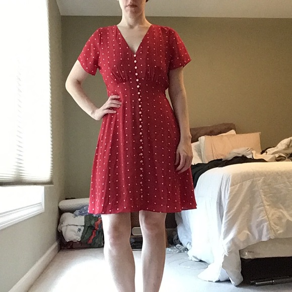 button front swing dress